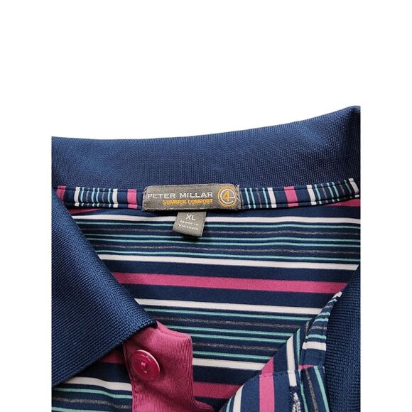 Peter Millar Summer Comfort Mens XL Striped Polo Shirt - Picture 2 of 4